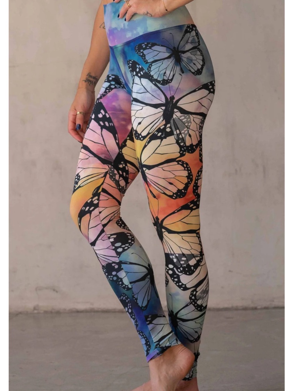 WERKSHOP EagleRock butterflies athleisure leggings size large boho ombre